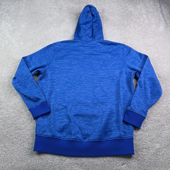 Under Armour Hoodie Mens Medium Blue Heathered Fleece Cold Gear Sweatshirt - Picture 8 of 12